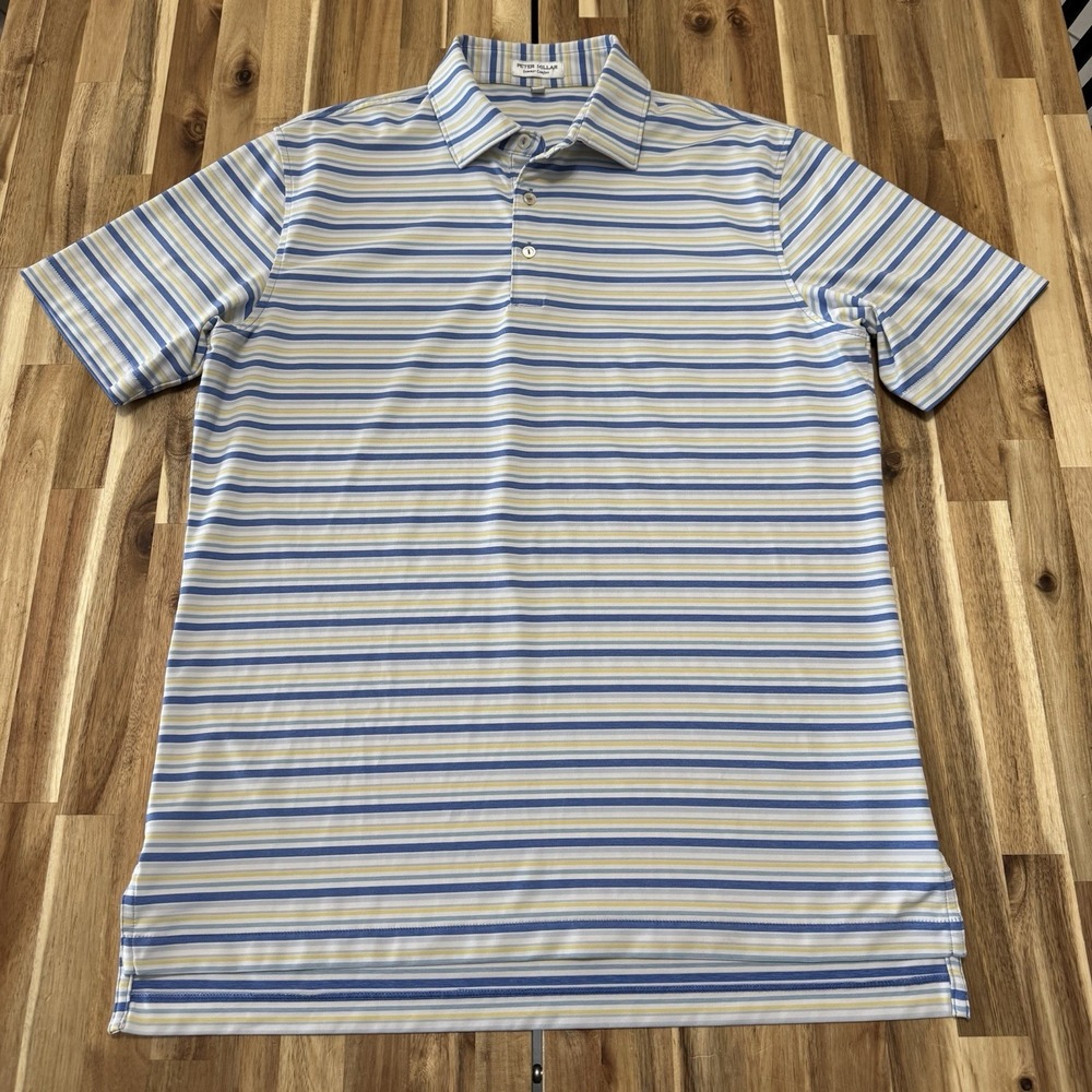 Peter Millar Polo Shirt Mens M Striped Golf Summer Comfort Performance Stretch